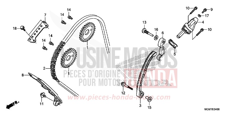 CHAINE A CAMES/TENDEUR de Hornet ABS MAT CYNOS GRAY METALLIC (NH312) de 2013